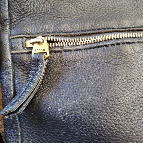 Women’s Leather Crossbody Bag FOSSIL Black Adjustable Strap - Picture 12 of 16